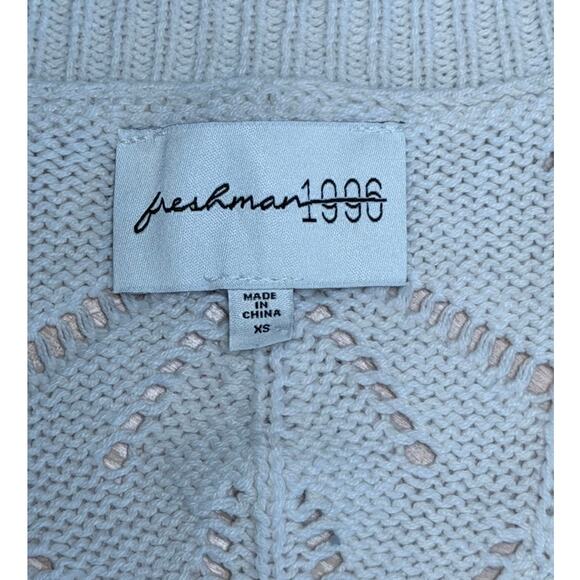 Freshman 1996 Scalloped Hem Cardigan Sz XS Oversized Cream Preppy Twee Coquette - Picture 3 of 6